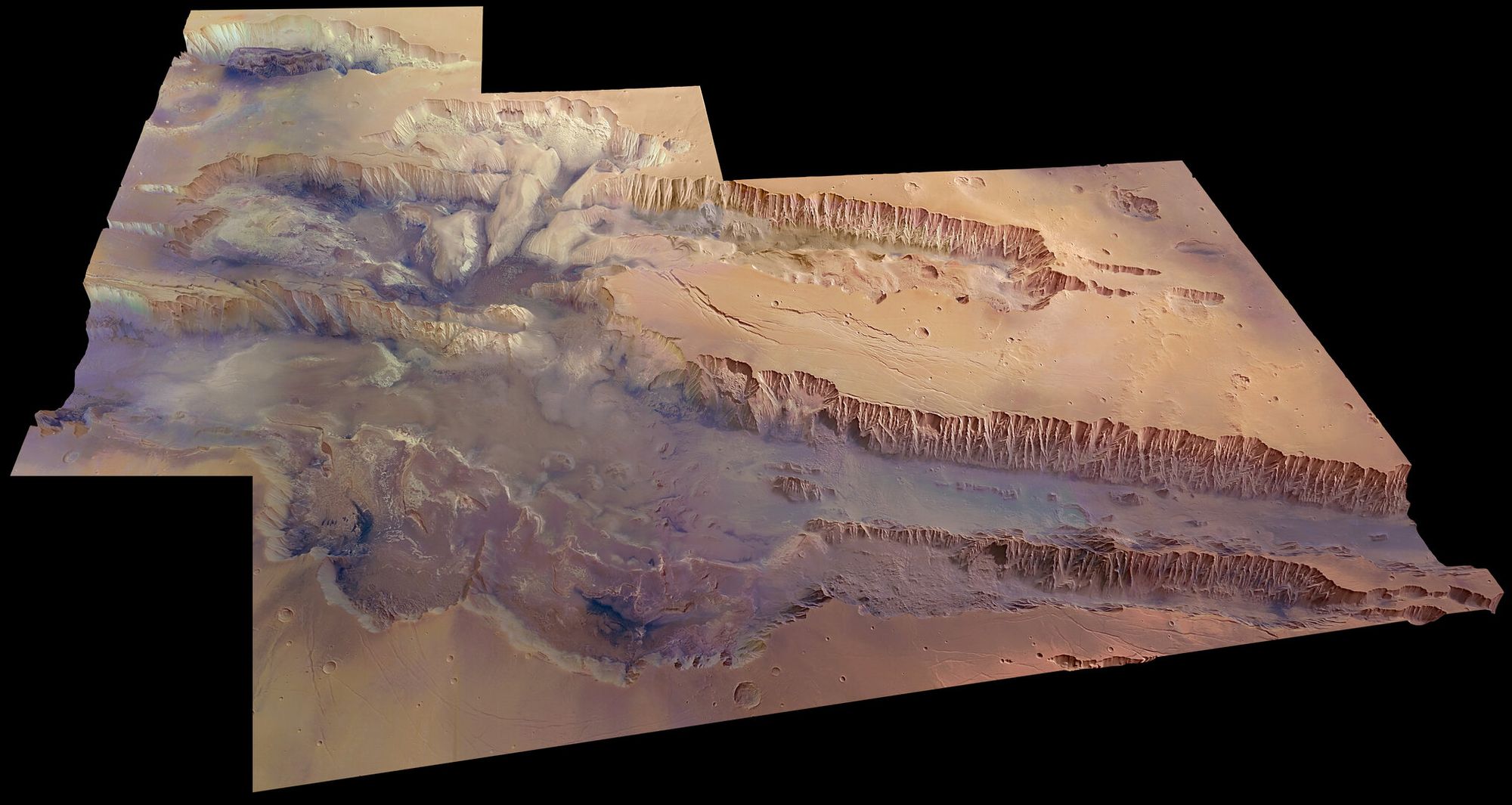 Evropská sonda objevila záhadně velké množství vody v obřím kaňonu na Marsu